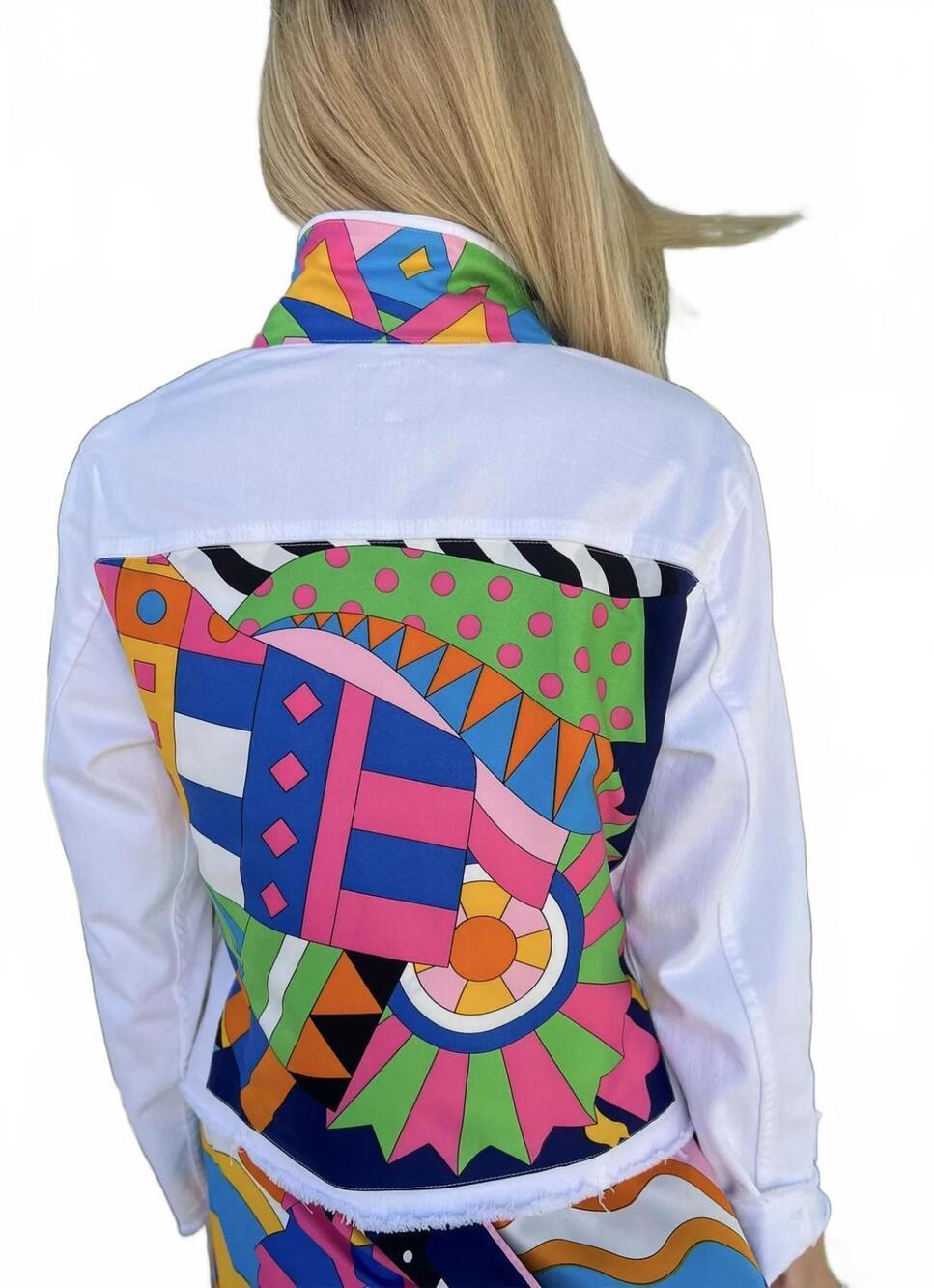 NEW STACY BRADLEY long sleeves denim jacket in blue pucci